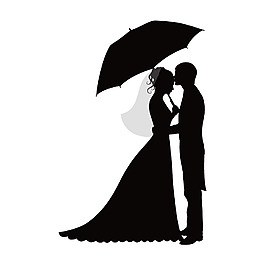 手繪黑色雨傘情侶元素