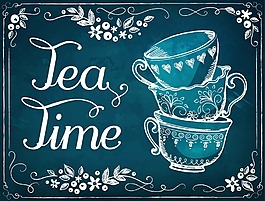 茶會邀請函矢量素材文件