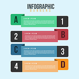 四个不同颜色分类信息图矢量素材