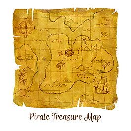 復古風格羊皮紙海盜寶藏地圖藏寶圖