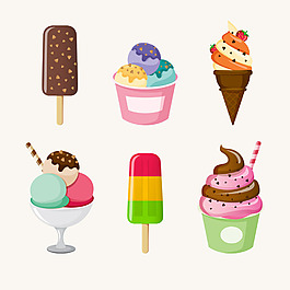 各種彩色美味的冰淇淋雪糕圖標