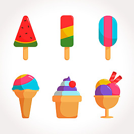 扁平风格美味冰淇淋插图图标