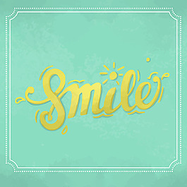 微笑英文艺术字设计绿色背景