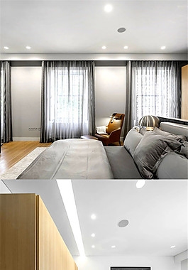 现代卧室大床落地窗设计图