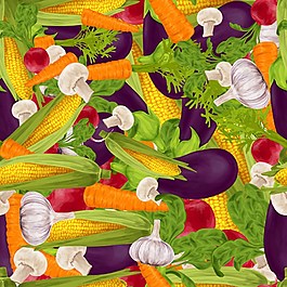 新鮮蔬菜無縫背景圖
