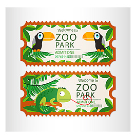 绿色动物园门票设计矢量