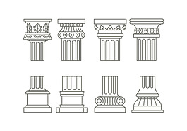 矢量手绘罗马柱