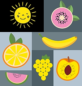 夏季手繪水果圖標
