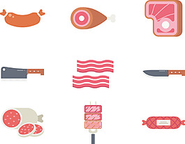扁平肉类食物图标