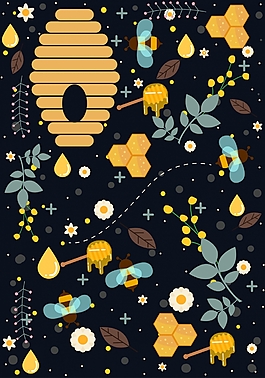矢量蜂蜜扁平背景素材