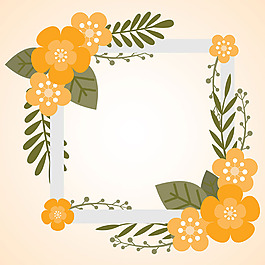 橙色花卉邊框插圖背景