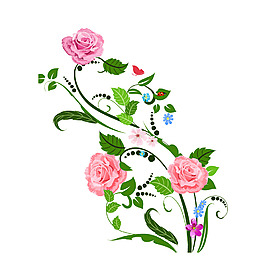 清新粉色花朵元素