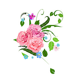 清新粉色花朵元素