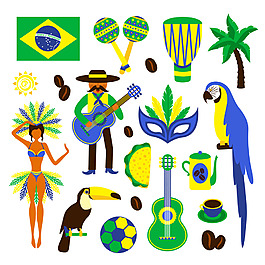 巴西狂欢节和足球海报矢量素材