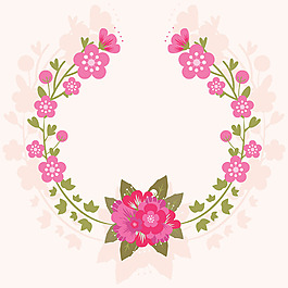粉紅色花卉花邊邊框矢量素材