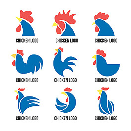 各種藍色公雞標志logo矢量素材