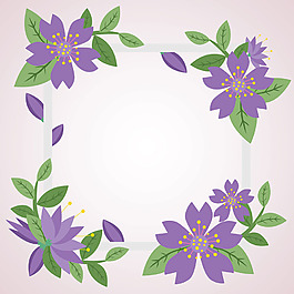 紫色花卉花邊邊框背景矢量素材