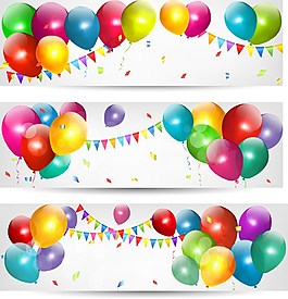 生日彩色氣球橫幅設計圖