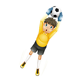 卡通手绘男孩运动足球元素