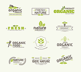 文字綠色植物新鮮健康食品logo矢量