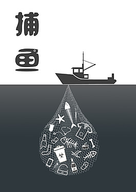 捕鱼创意公益海报