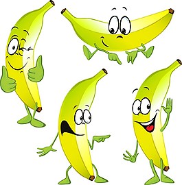 可愛香蕉表情矢量圖
