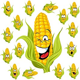 可爱玉米表情包矢量图
