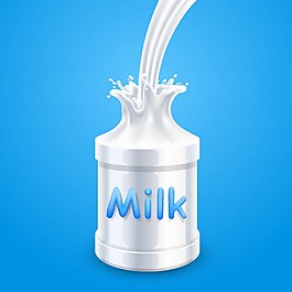 純牛奶藍色背景圖