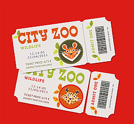 2款可愛動物園單人票矢量素材