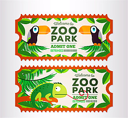 2張創意動物公園門票矢量圖