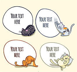 4款可愛貓咪語言氣泡矢量素材