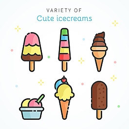 各种彩色冰淇淋插图矢量素材