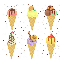 各种扁平风格冰淇淋插图矢量素材