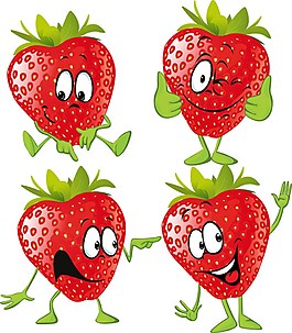 可愛草莓表情矢量圖