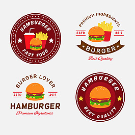 四個漢堡插圖標志標簽圖標