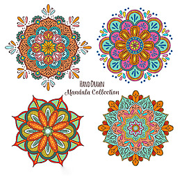 五颜六色的曼陀罗装饰花纹平面设计素材