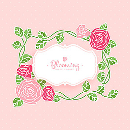 漂亮的玫瑰装饰花边框架粉红色背景