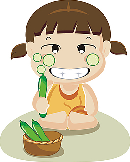 卡通人物黃瓜臉敷美容素材