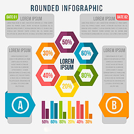 彩色六边形信息图模板矢量素材