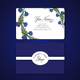 藍色花卉插圖名片設計模板