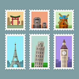 著名城市邮票平面设计模板