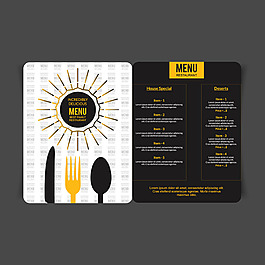 黃色黑色簡約快餐菜單模板