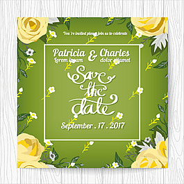 綠色清新歐美風格婚禮邀請函設計