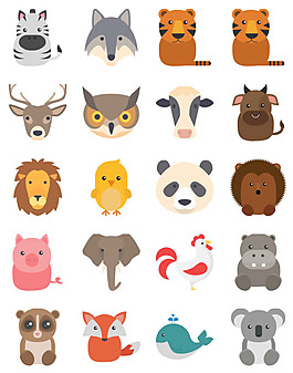 20個可愛動物圖標素材