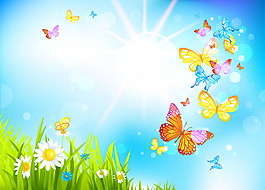 夏日陽光蝴蝶背景圖片