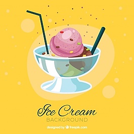 黄色冰淇淋甜点背景