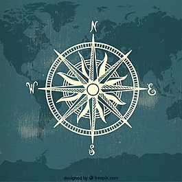 地图世界背景下的指南针