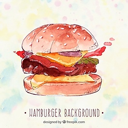 水彩畫風格的漢堡背景
