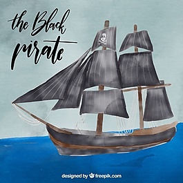 海盜水彩船背景