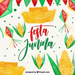 Festa junina的水彩背景